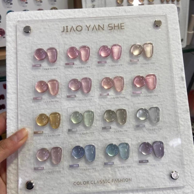 Set Sơn Mắt Mèo Ánh Trăng 16 Màu JiaoYanShe Tặng Kèm Bảng Màu, Sơn Mắt Mèo Jiao Hàn Quốc Đặc Mướt, Cọ Đẹp, Chai 15ml Nữ Women