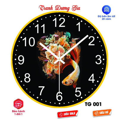 Đồng hồ tráng gương trang trí treo tường in hình 3d kim trôi, treo phòng ngủ, phòng khách, đường kính 30cm