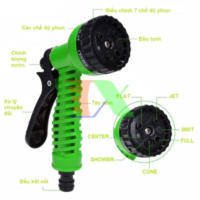 Vòi Xịt Nước 7 Chế Độ Bằng Nhựa Dùng Tưới Cây, Rửa Xe, Vệ Sinh Nhà Cửa - Màu Ngẫu Nhiên - HENRYSA