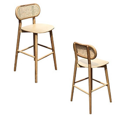 Ghế ngồi bàn bar gỗ ASH cao 75 cm CB DECO-75P Nội thất Capta Ghế đảo bếp khung gỗ ASH mặt lưng nhựa đan mắt cáo nệm PVC hoặc vải tại HCM