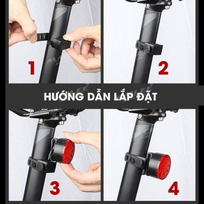 Đèn hậu cảnh báo xe đạp gắn sau CỐI XAY GIÓ AQ-113 dung lượng 500mAh 8 chế độ cảnh báo, sạc USB, chống nước IPX4 - Mai Lee