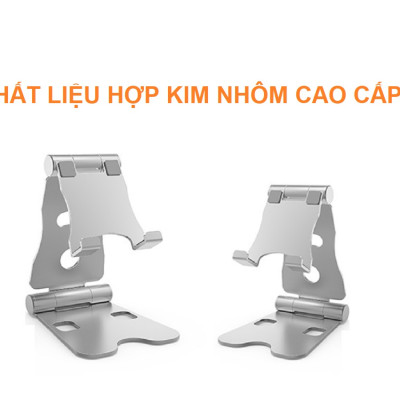 Giá Đỡ Để Bàn Điện Thoại Di Động, Máy Tính Bảng Hợp Kim Nhôm Cao Cấp - 02 Vị Trí Điều Chỉnh Góc Nhìn Hàng Chính Hãng Helios