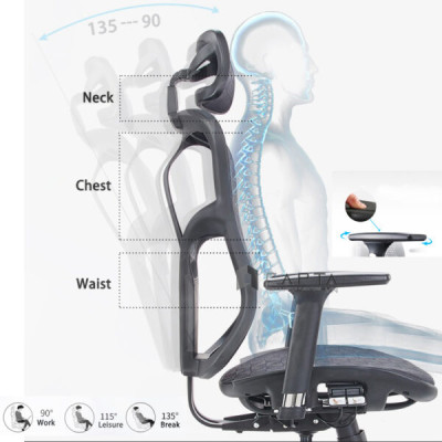 Ghế công thái học CM4502-M Nội thất Capta Ghế xoay văn phòng dành cho Giám đốc lưng và nệm lưới khung nhựa tay nhựa bọc da PU 