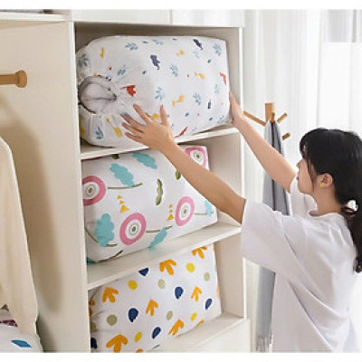 Túi Đựng Chăn Màn Quần Áo Đa Năng Chống Ẩm Xuất Nhật Cỡ Lớn Có Dây Rút (Họa tiết ngẫu nhiên)- Henrysa