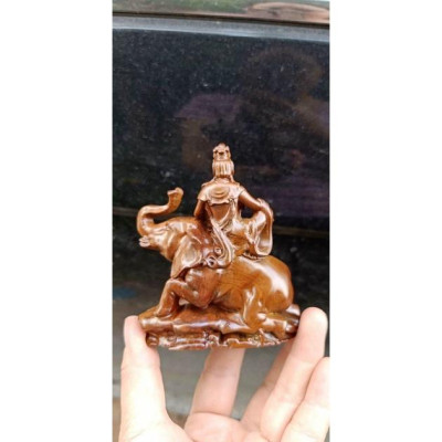 Cặp tượng văn thù phổ hiền bồ tát bằng gỗ bách xanh thơm nức kt 10×10×4cm