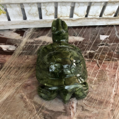 Tượng con rùa phong thủy đá ngọc Ấn Độ để bàn làm việc - Dài 10 cm