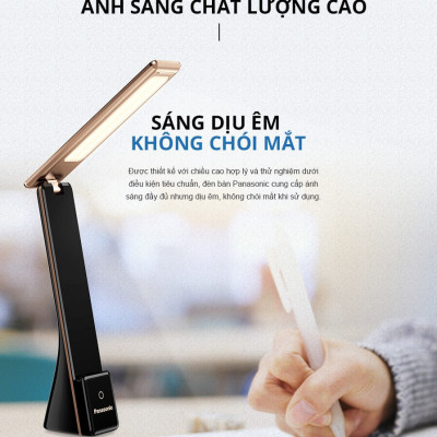 Đèn Bàn Sạc PANASONIC 5W HHGLT0339W88L – HHGLT0339B88L Siêu Nhỏ gọn, Nút cảm ứng thay đổi độ sáng, thay đổi 3 màu ánh sáng, Gập để bật tắt, không ánh sáng xanh bảo vệ mắt