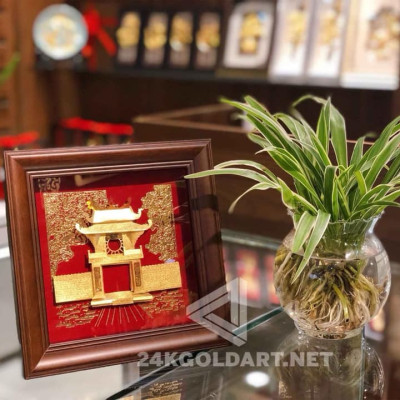 Tranh văn miếu Quốc Tử Giám( 20 x 20cm ) dát vàng MT Gold Art- Hàng chính hãng, trang trí nhà cửa, quà tặng sếp, đối tác, khách hàng.
