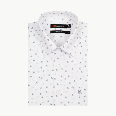 Áo sơ mi nam KHATOCO ngắn tay họa tiết A1MN468T2-CNIN671-2612-N
