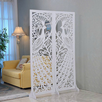 Vách bình phong con công 4 tấm 