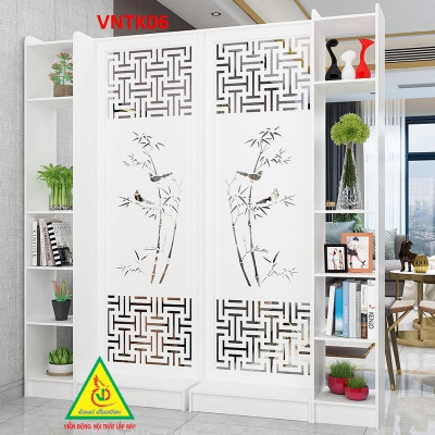 Vách ngăn phòng khách nhà bếp - Vách ngăn liền kệ VNTK06 - Nội thất lắp ráp Viendong Adv