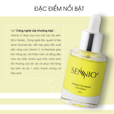 Serum dưỡng da Sennio Intensive Whitening Dual dưỡng da nám trắng da mặt chính hãng Hàn Quốc 30ml SNO 809