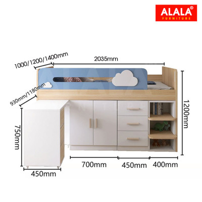 Giường tầng thấp ALALA163 đa năng/ Miễn phí vận chuyển và lắp đặt/ Đổi trả 30 ngày/ Sản phẩm được bảo hành 5 năm từ thương hiệu ALALA/ Chịu lực 700kg