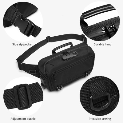 Túi đeo chéo OZUKO chống trộm chống thấm nước thời trang cho nam