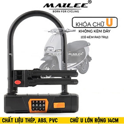 Khóa Chữ U Chống Trộm Cho Xe Máy/ Xe Điện/ Xe Đạp U-0511 Hợp Kim Thép Vỏ PVC - Khóa Mã 4 Số + Cáp Thép 1m2 (tùy chọn) - Mai Lee