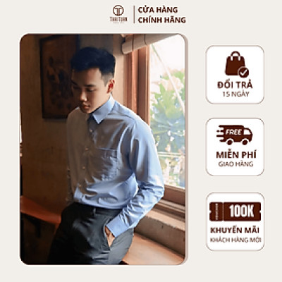 Áo sơ mi nam xanh Pastel tay dài có túi cao cấp dành cho Nam | Chất Vải Mát, Form Đẹp, Lịch Lãm - Thời Trang Công Sở/ Dạo Phố