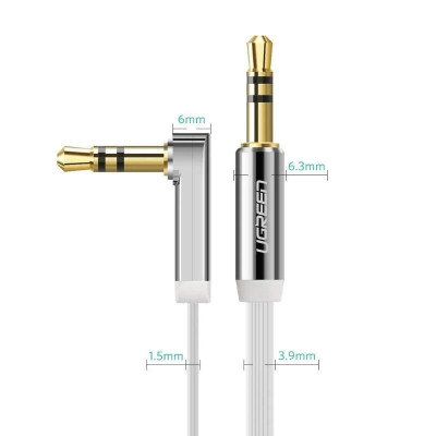 Ugreen UG10757AV119TK 1M màu Trắng Cáp âm thanh 2 đầu 3.5mm dương đầu vuông góc mạ vàng - HÀNG CHÍNH HÃNG