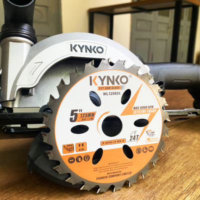 Lưỡi cưa gỗ siêu mỏng cho máy pin 24 răng đường kính Ø 125mm KYNKO WL125024