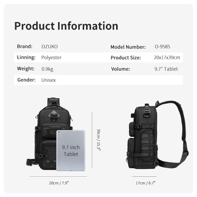 Túi Chiến Thuật Đeo Chéo Ngực Chống Thấm Nước Dung Tích Lớn OZUKO Cho Nam