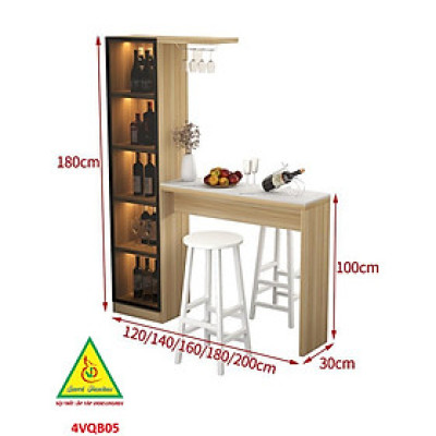 Quầy bar mini, quầy bar kiêm vách ngăn phòng khách nhà bếp 4VQB05 ( Không kèm ghế )- NỘI THẤT LẮP RÁP VIENDONGADV