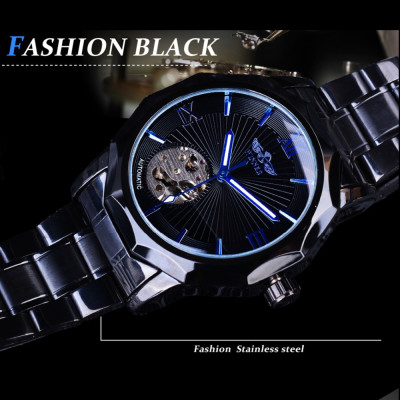  Đồng hồ đeo tay mặt số trong suốt thời trang sang trọng Đồng hồ cơ tự động - Màu trắng