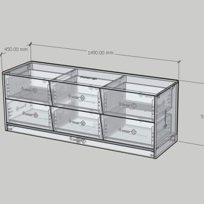 HAPPY FURNITURE , Tủ lưu trữ 6 ngăn kéo - DALEY ,THK_346 , 149cm x 45cm x 55cm DxRxC