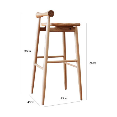 Ghế bar chân gỗ cao su tự nhiên GB24CT Juno Sofa 45 x 45 x 75/90 cm 