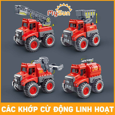 Bộ xe đồ chơi CÔNG TRÌNH cho bé trai mô hình Cần cẩu, Xe Ben, Xe Tải, Trộn bê tông – MySun