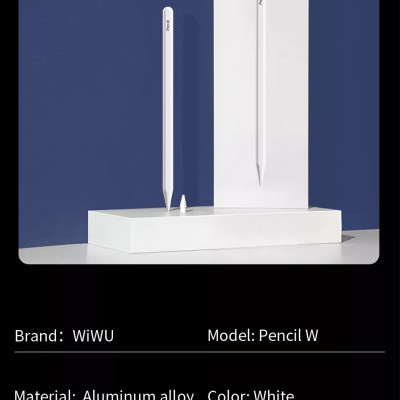 Bút Cảm Ứng Wiwu Pencil W Dành Cho Ipad Sạc Không Dây Từ Tính, Có Chỉ Báo Pin Trên Thân Bút - Hàng Chính Hãng