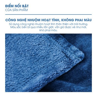 Mền tuyết NIN - Dark Bule (2 size) 1m3x2m, 1m6x2m 100% Microfiber, chăn hè cao cấp, chăn lông tuyết nhung kiểu dáng Hàn Quốc