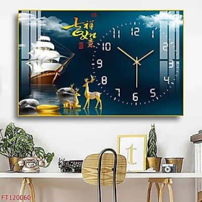 (CÓ ẢNH THẬT) Tranh đồng hồ tráng gương thuận buồm xuôi gió tặng kèm pin và đinh 3 chân