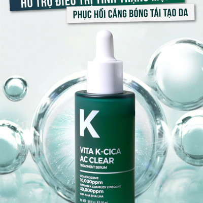 Serum hỗ trợ ngừa mụn Vita K - Cica Ac Clear Pretty Skin phục hồi - căng bóng - tái tạo làn da 50ml