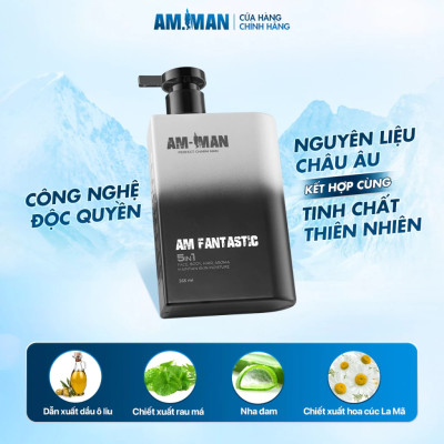 Combo tinh hoa nam giới AM MAN: Sữa tắm gội nam AM FANTASTIC 5in1 365ml & Gel rửa mặt AM AGERASIA 100ml & Bọt vệ sinh nam AM CHERISH 120ml kèm hộp túi làm quà tặng