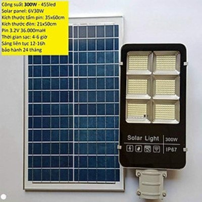 Đèn Năng Lượng Mặt Trời Bàn Chải 300w, Chuẩn IP67, Pin Rời. Sáng Liên Tục 15h. Có Nút Báo Pin Sạc.