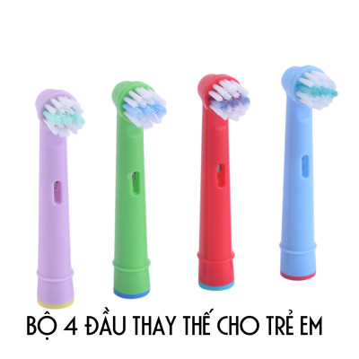 Cho máy Oral-B Braun,  Bộ 4 đầu bàn chải đánh răng điện - Trẻ em, cho mọi loại máy - EB10A