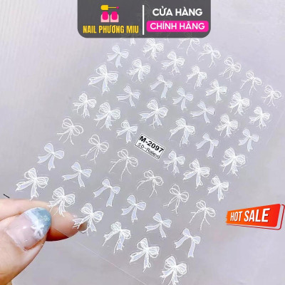 Sticker Nơ Trắng Mix SJY1081 Kiểu Hàn Quốc Dán Móng Siêu Xinh, Hình Dán Móng Nơ 3D Sẵn Keo Siêu Dính Siêu Bền Chuyên Dùng Làm Nail Nữ Women