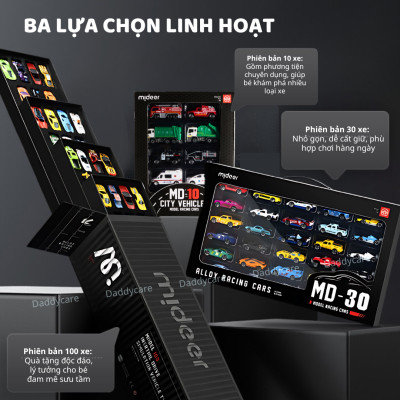 Ô tô đồ chơi mô hình cao cấp Mini Alloy Racing Cars Mideer set xe hơi cảnh sát, xe tải cho bé trai