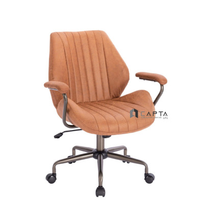 Ghế văn phòng lưng trung CE1031-P Nội thất Capta Ghế nhân viên nệm da pvc màu xám và nâu bò tay và chân ghế sắt sơn tĩnh điện màu xám-nâu tại hcm