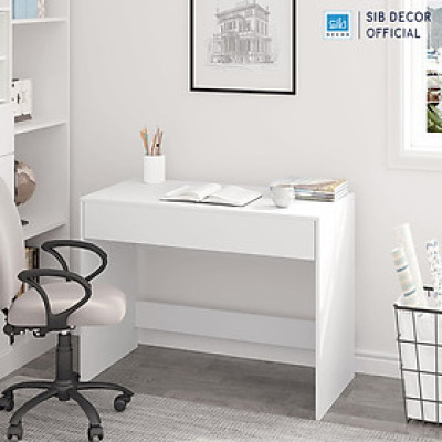 Bàn Gỗ Đơn Giản Kèm Ngăn Kéo Màu Trắng Thương Hiệu SIB Decor BLV92
