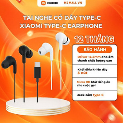 Tai Nghe Có Dây Xiaomi Type-C Earphone | Kết Nối Type-C | Micrô Nghe Gọi | Hàng Chính Hãng