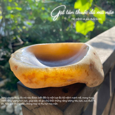 Gạt tàn thuốc đá mã não NHASAN GTT02 Sang Trọng & Độc Đáo nặng 500gr (KT: 9 x 12cm)