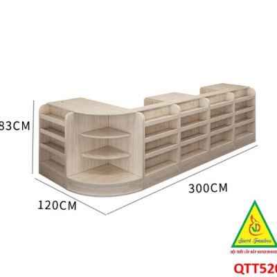 Quầy tính tiền, Bàn thu ngân cho cửa hàng tiện lợi, siêu thị mini, shop QTT520 - Nội thất lắp ráp Viễn Đông ADV