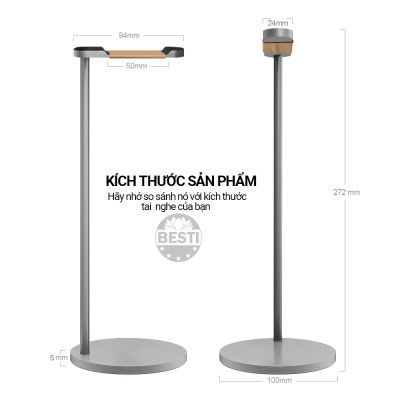 Kệ Nhôm Để Tai Nghe, Giá Đỡ Treo Headphone Besti, Hợp Kim Nhôm Cao Cấp Kiểu Dáng Sang Trọng Để Bàn - Hàng Chính Hãng
