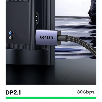 Ugreen UG15383DP118TK 1M DP 2.1 16K30Hz 10K60Hz 8K120Hz 4K144Hz Cáp Displayport hỗ trợ độ phân giải cao dây bọc dù - HÀNG CHÍNH HÃNG