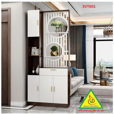 Vách ngăn phòng khách nhà bếp, Tủ kệ vách ngăn phòng 3VTK01A - Nội thất lắp ráp Viễn Đông ADV
