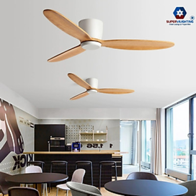 Quạt trần chung cư trang trí sử dụng cho trần thấp SuperVilighting QTRAN-2231 Kích thước cánh 1320mm hàng chính hãng