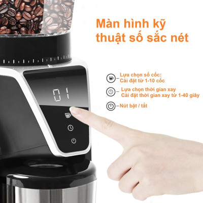 Máy xay hạt cà phê Espresso 31 chế độ Olodo cao cấp CG-001, công suất 165W - Hàng chính hãng