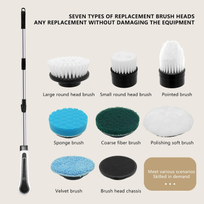 Chổi Cọ Nhà Vệ Sinh Bằng Điện, Máy Cọ Rửa Đa Năng Không Dây, Chổi Chà Nhà Tắm Bồn Cầu Toilet 8 Đầu Tiện Lợi