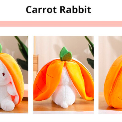 Thú nhồi bông thỏ cà rốt dâu tây 2 trong 1 - Size từ 20 đến 55cm - Quà tặng gấu bông thỏ siêu dễ thương - Gối ôm mềm mịn cho bé