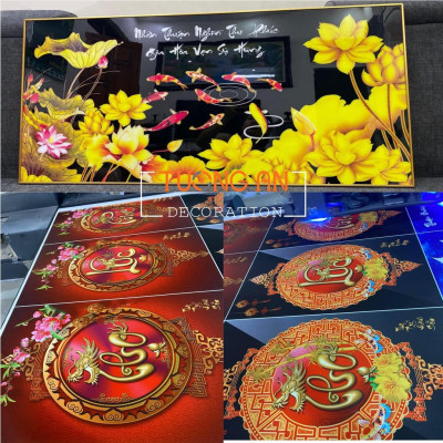 Tranh treo tường decor trang trí nhà cửa - Bộ 3 bức tráng gương trang trí phòng khách 